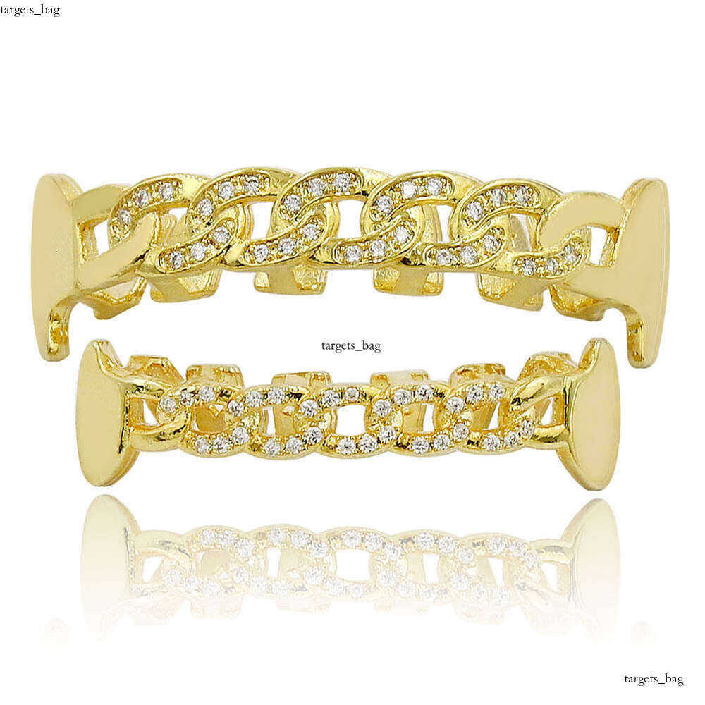 New Teeth Set Hip Hop Hollow Micro Inlaid Gold