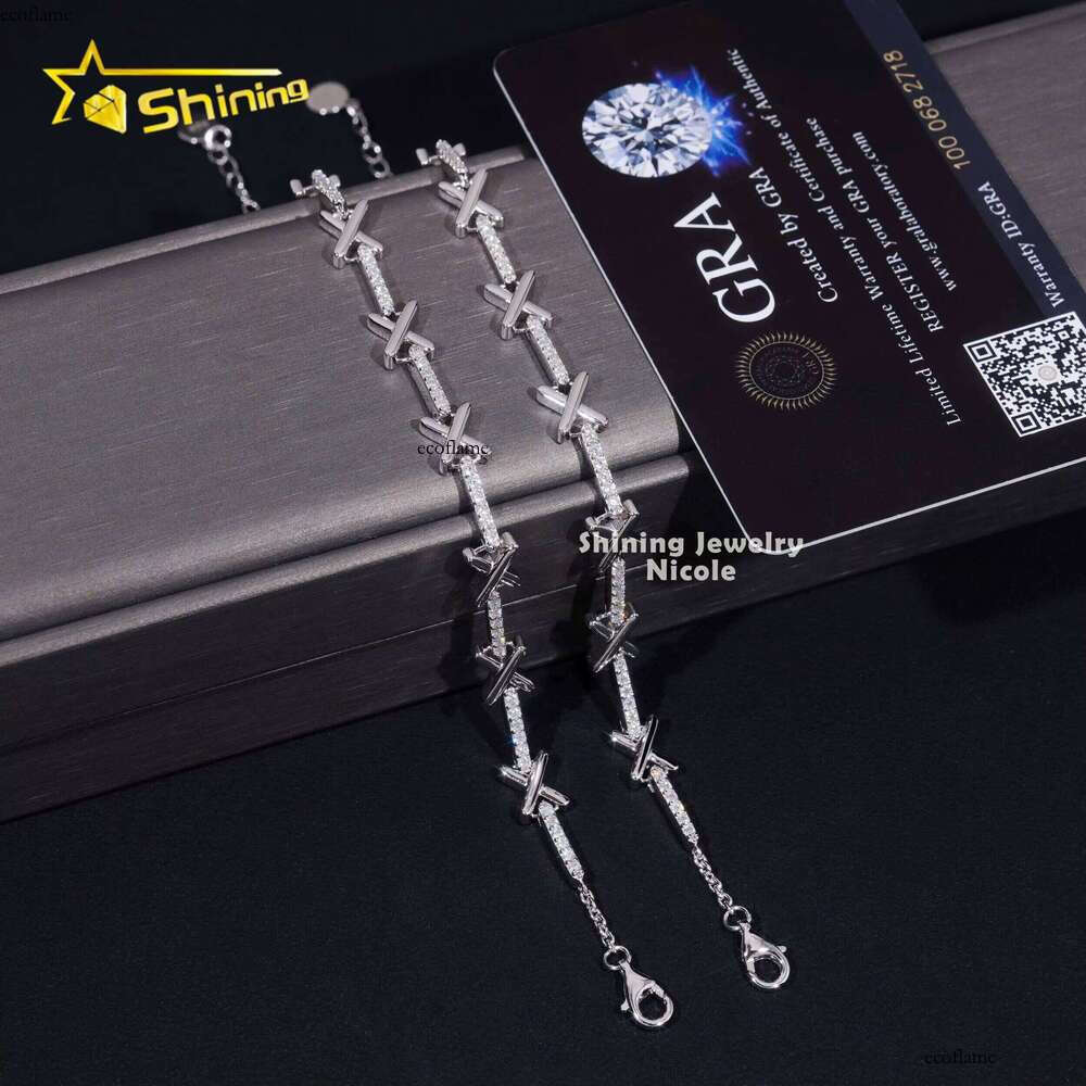 New Arrivals High Quality Fashion X Extension Chain Iced Out Sier Moissanite Bracelet