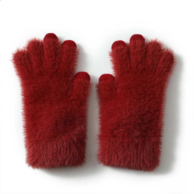 100% Mink Cashmere Gloves Women in Autumn and Winter Warm Thick Five Finger Gloves for Typing Touch Screen Gloves UNISEX 250807