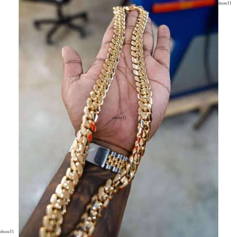 11Mm Miami K Chain Sterg Hip Hop Curb Sier Rapper Men Cuban Necklace