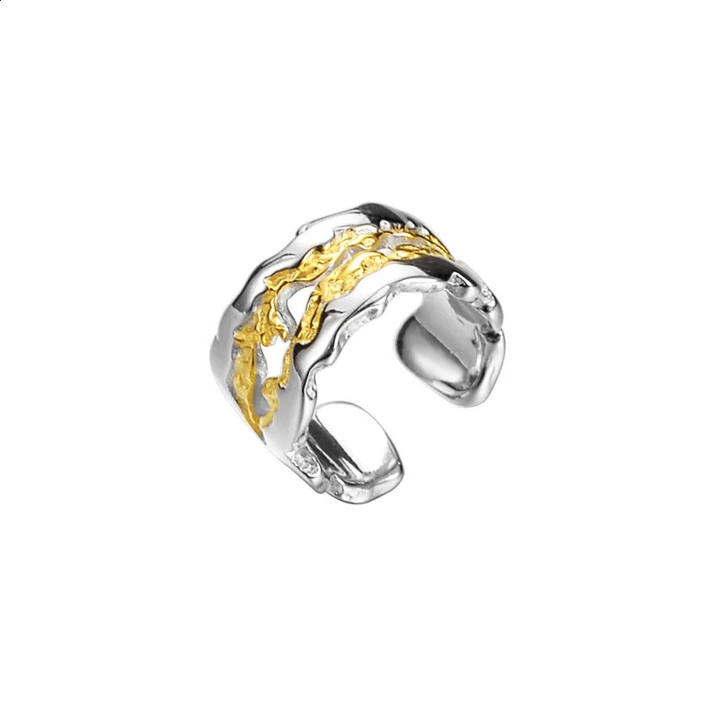 Sweet Cool Girl S925 Sterling Silver Two Tone Ear Clip Wholesale Personalized Original Texture Earrings for Women 250807