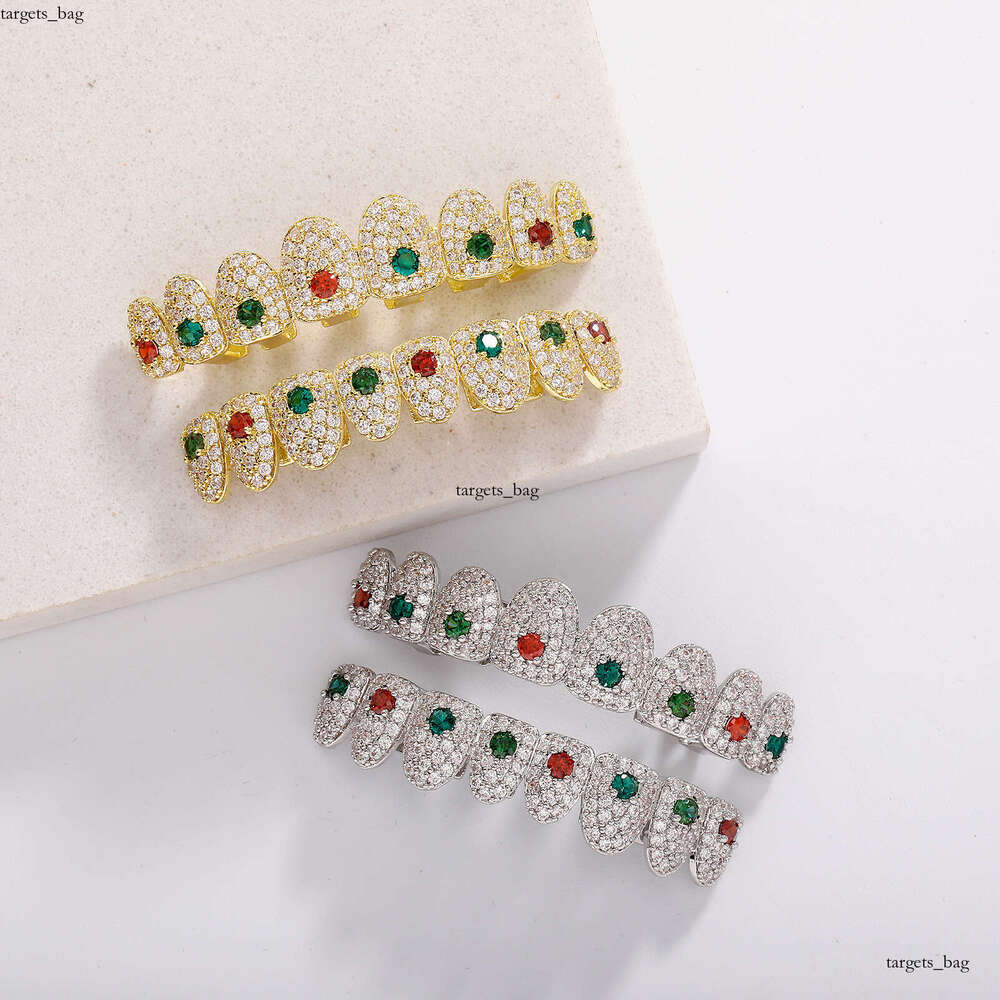 TEMU Brace Hip-Hop Style Full New Colorful Zircon Halloween Christmas Teeth Jewelry