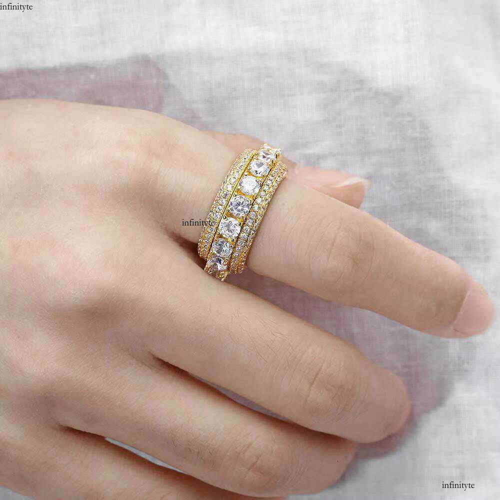 NUOYA Wholesale Iced Out Jewelry Hip Hop Ring Men Rotating Cz Gold Plated Cuban Rings