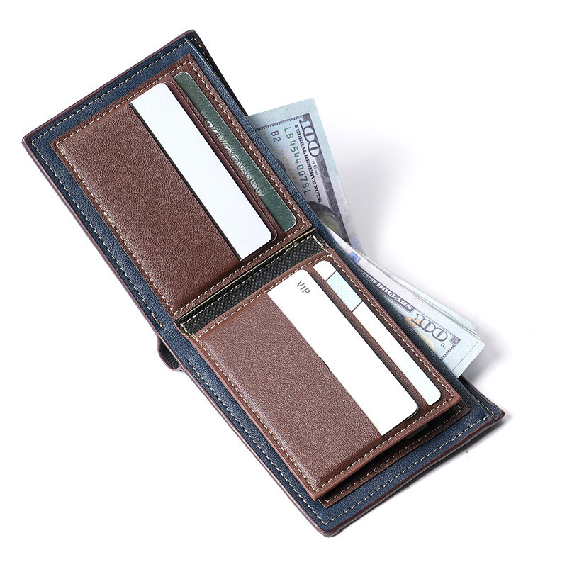 Men's Short Multi-card Slot Business Wallet Fashion Men's Zipper Coin Purse Luxury Bag Large Capacity Men's Youth Money Clip