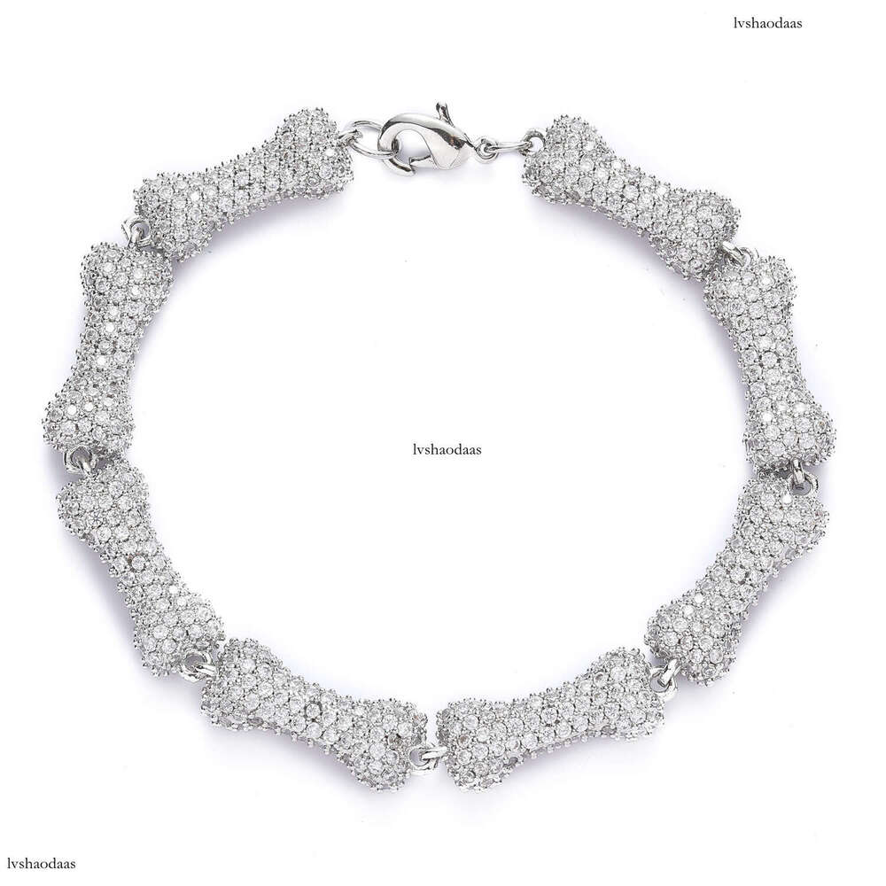 New Bone 10mm Full Moissanite chain Pink Choker Personality Unisex Hip Hop Necklace