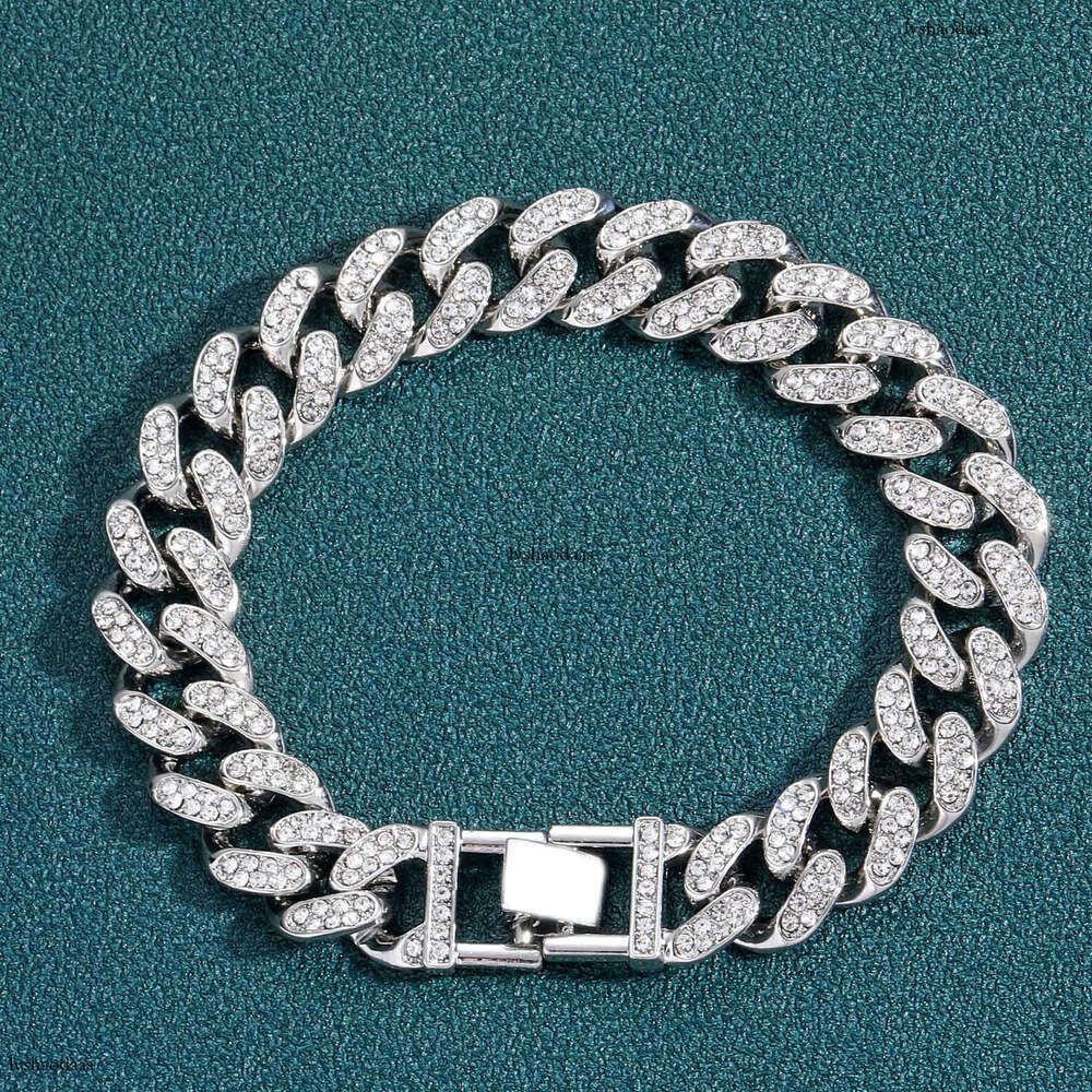 13mm Black Cuban Chain Personality Trendy Men's Alloy Full Dia Hip Hop Necklace