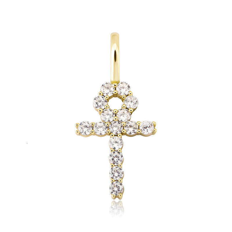 Iced Out VVS Angel Cross Pendant Micro Paved Moissanite chain Women Hip Hop Versatile Necklace