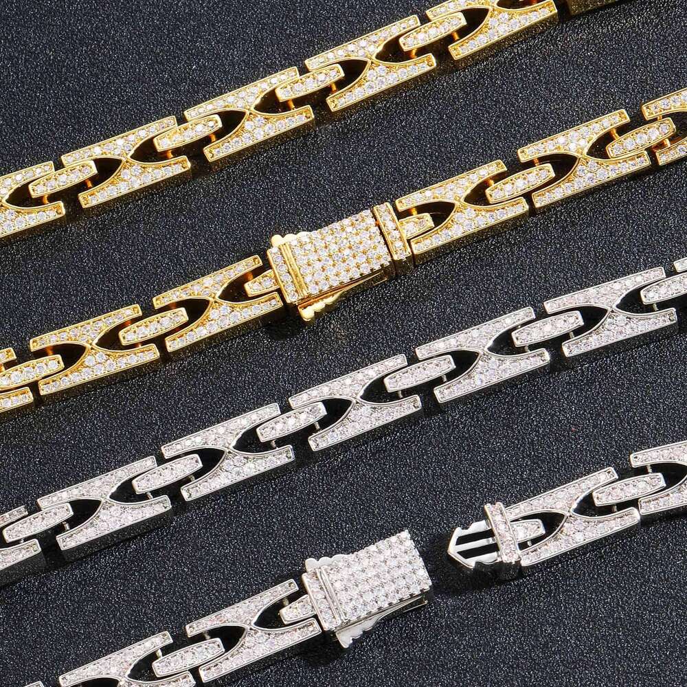 New Hip-Hop H-Shaped 10mm Wide Spring Clasp Design Sense Cuban Chain Necklace Personality Trendy Men's Accessory