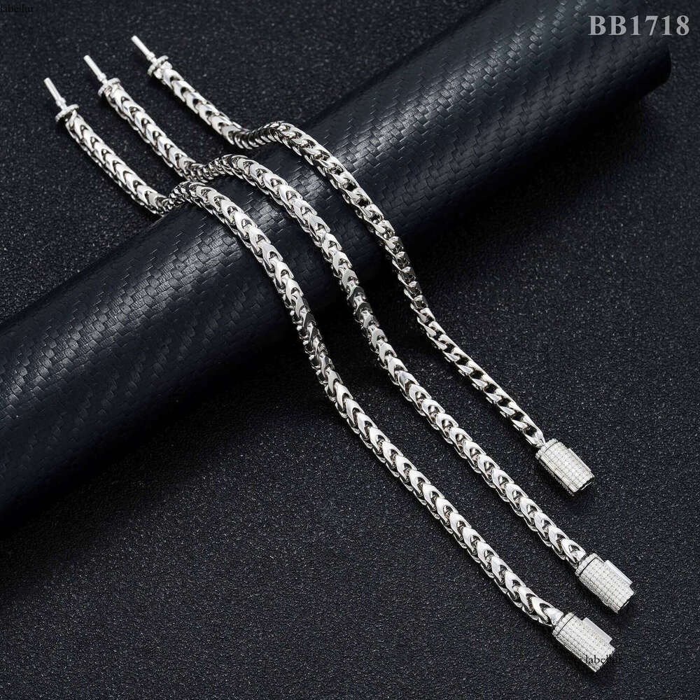 Hip hop 4mm wide reversible sier inlaid VVS moissani necklace mens womens accessories fashionable and trendy bracelet