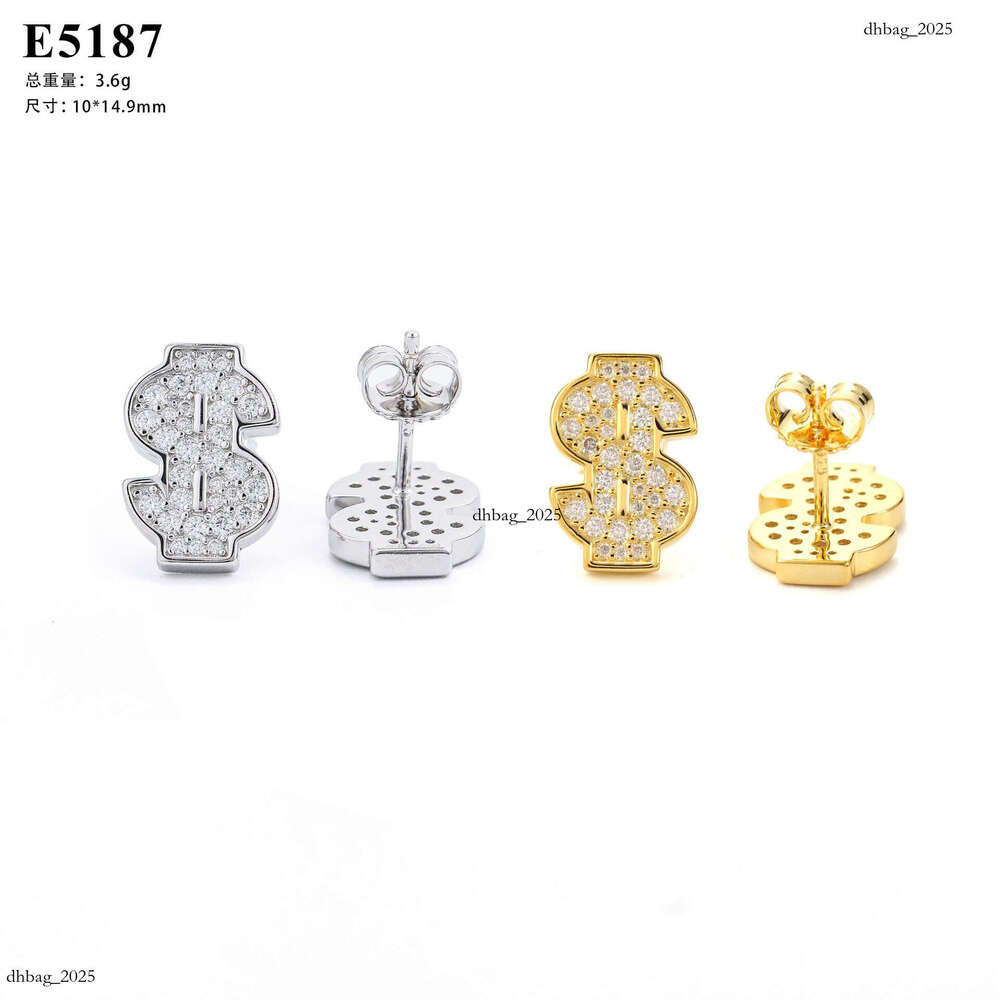 INS New Iced Out VVS Inlaid Moissanite Classic Letter Simple Stud Earrings Jewelry Wholesale
