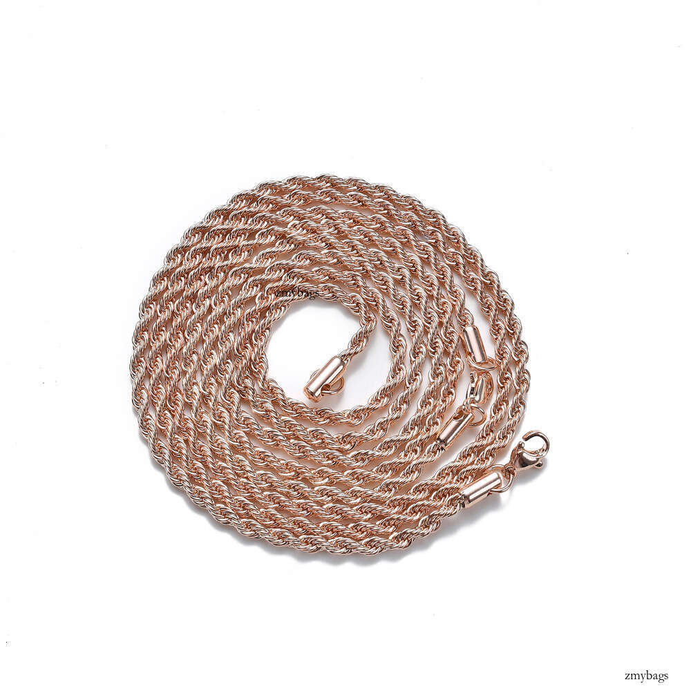 Hip Hop Plain Titanium Accessories Necklace Twist 3mm 5mm Multiple Sizes Sterling Silver Chain