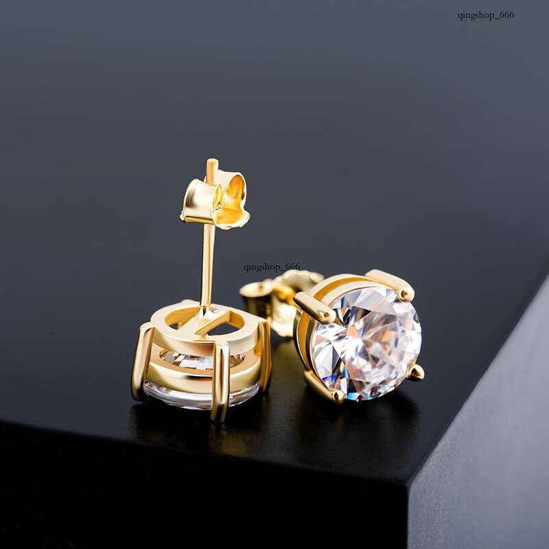 ins 4/6/8mm Round Zircon Iced Out VVS Earrings Gold Australian Jewelry Hip Hop Unisex Ear Accessories