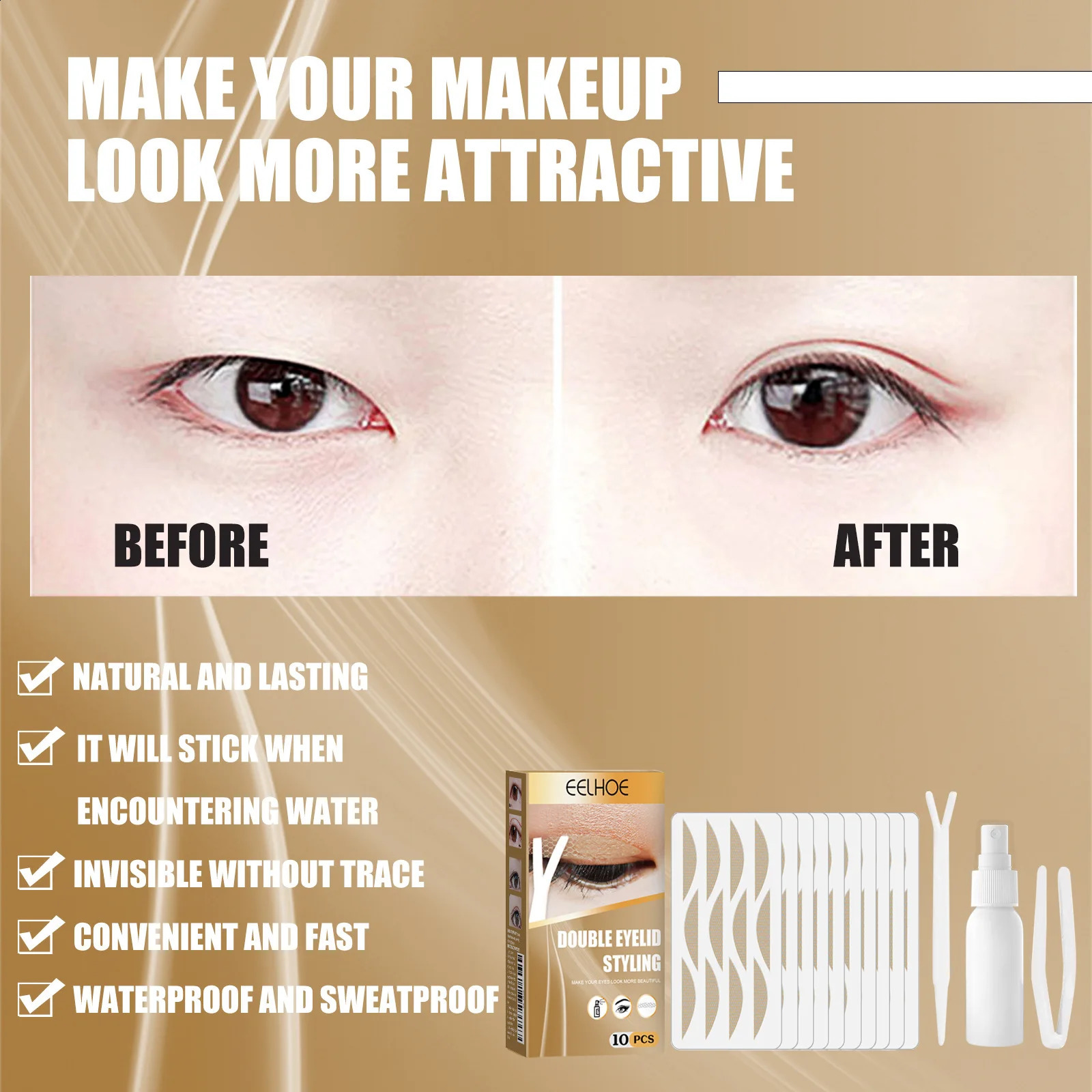 EELHOE Double Eyelid Tape Invisible Long Lasting Double-Fold Self-Adhesive Waterproof Eyelid Tape Double Sided Eye Makeup Tools 250807