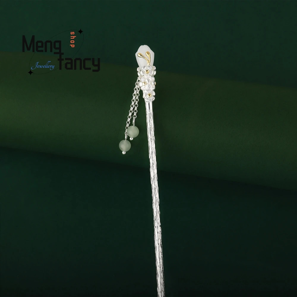 Magnolia Tassel Hairpin Female Hetian Exquisite Elegant Simple Jade Plate Hairpin Senior Sense Exquisite Fashion Jewelry 250807