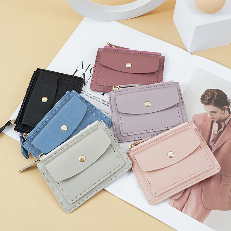 2 New Women's Multifunctional Card Holder Short Fashion Luxury Bag Simple Coin Purse Zipper Buckle Card Holder Coin Clip
