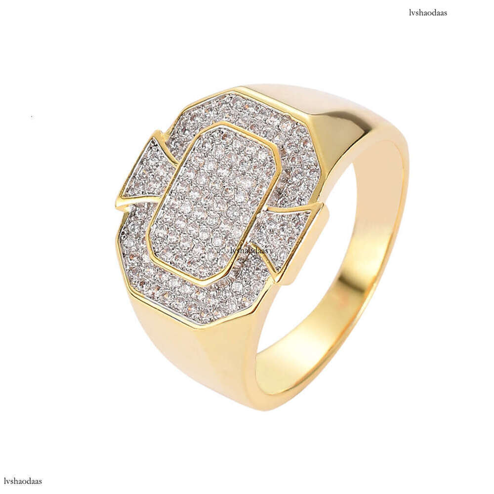 New Hip-Hop Men's AAA High-Grade Zircon Geometric Bling CZ Ring