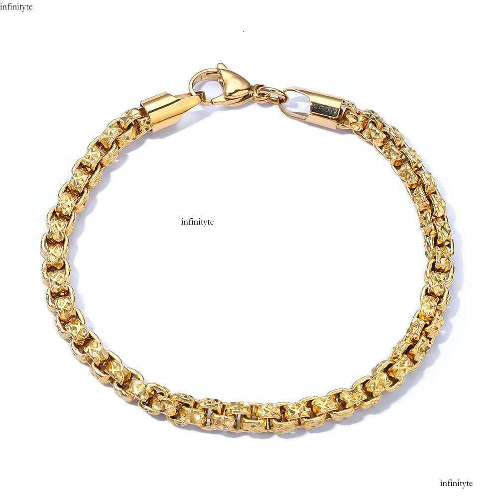 NUOYA 5MM New Fashionable Stainless Steel Emed Square Design Hip Hop Style Unisex Personalized Chain Bracelet