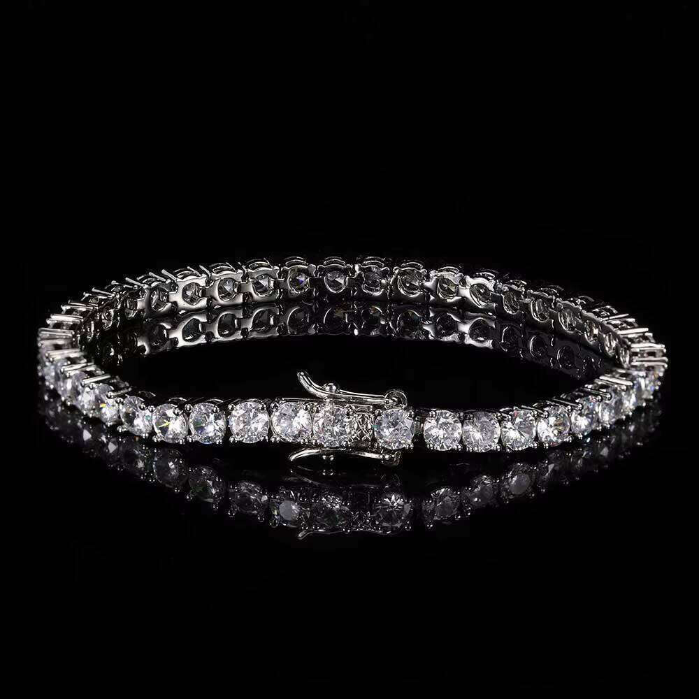 NUOYA 4MM Hip Hop Zircon Full Dia Iced Out Tennis Chain Bracelet Gold Plated Jewelry