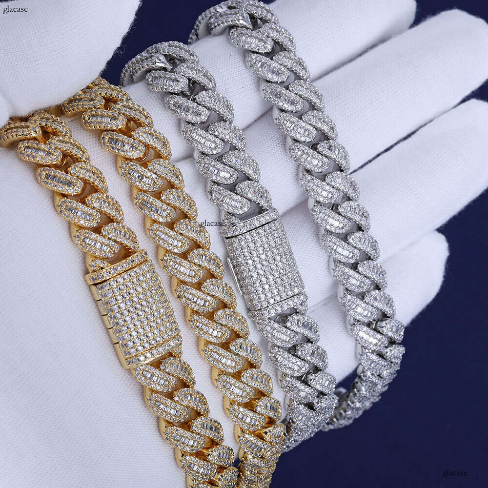 Hip Hop 12mm Mixed Inlay T Cubic Moissanite chain Cuban Chain Jewelry Accessories Men's Necklace