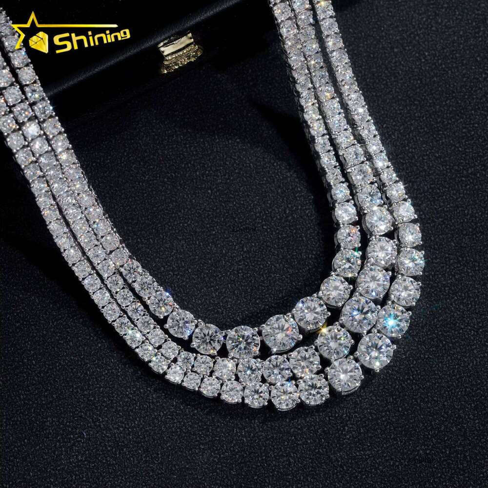 New Arrivals Fashion GRA Certificate Various Size Moissanite Dia Sier Tennis Chain Necklace Women