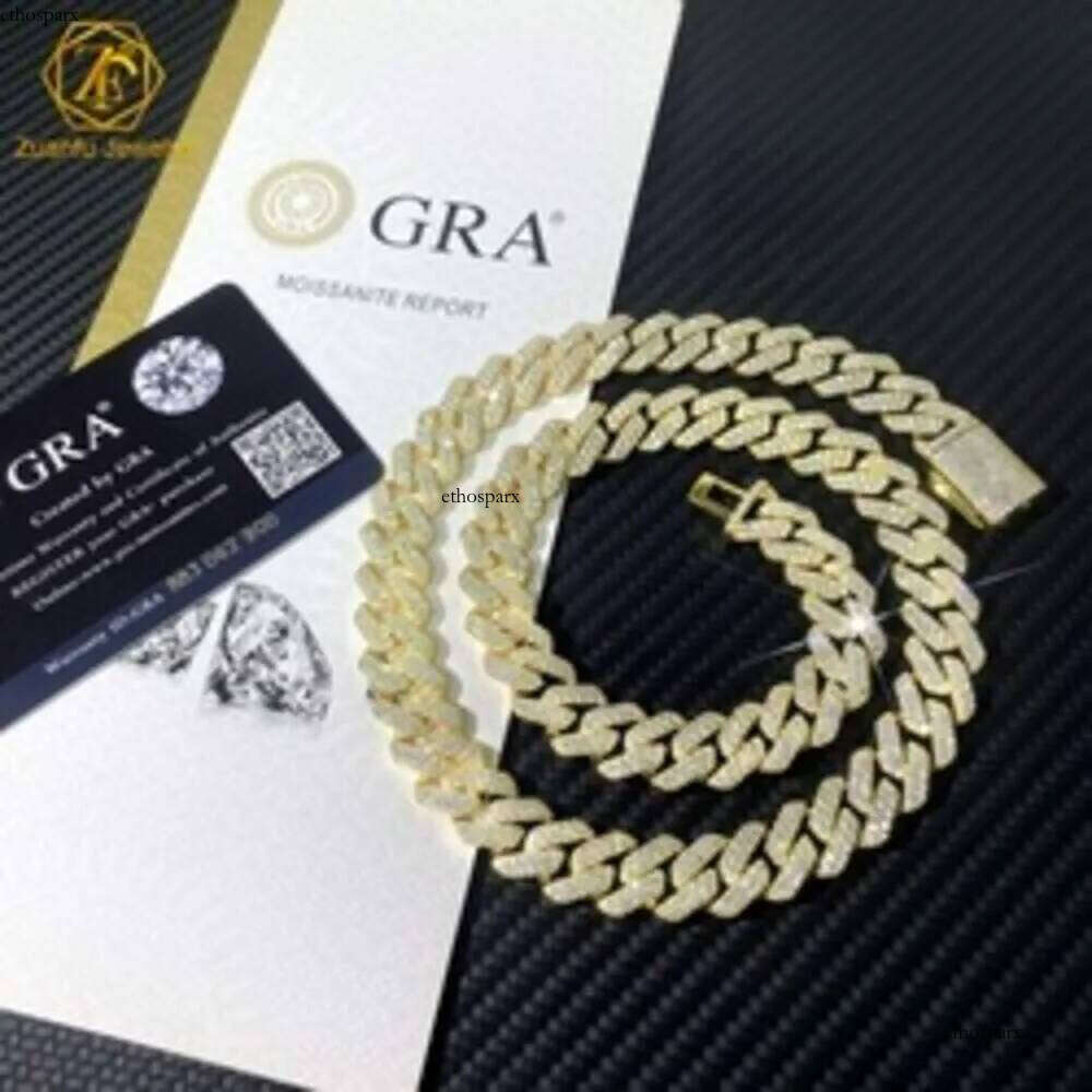 Fine Jewelry Hip Hop Sterg Sier Vvs Moissanite Dia Iced Out Miami Big 16mm 20mm Cuban k Chain Necklace for Men