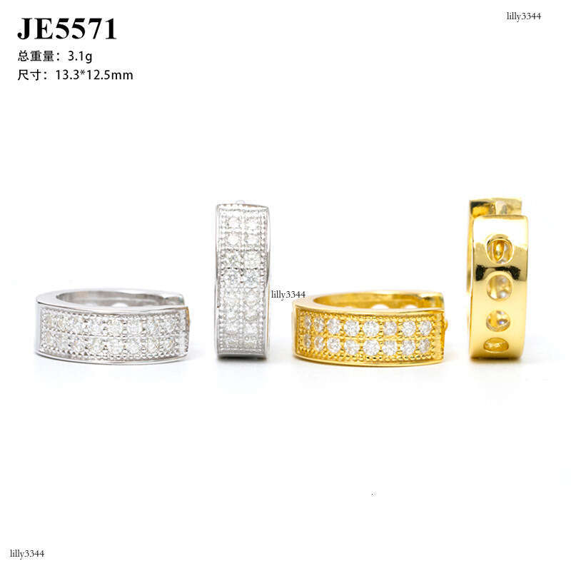 Hip Hop Sier Moissanite Hiphop Trendy Full Dia Electroplated Earrings New Ear Jewelry