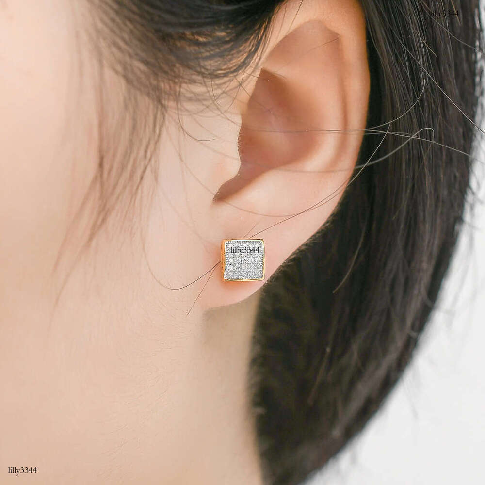 New Square and Curved Iced Out VVS Trendy Men's Hip-Hop Earrings