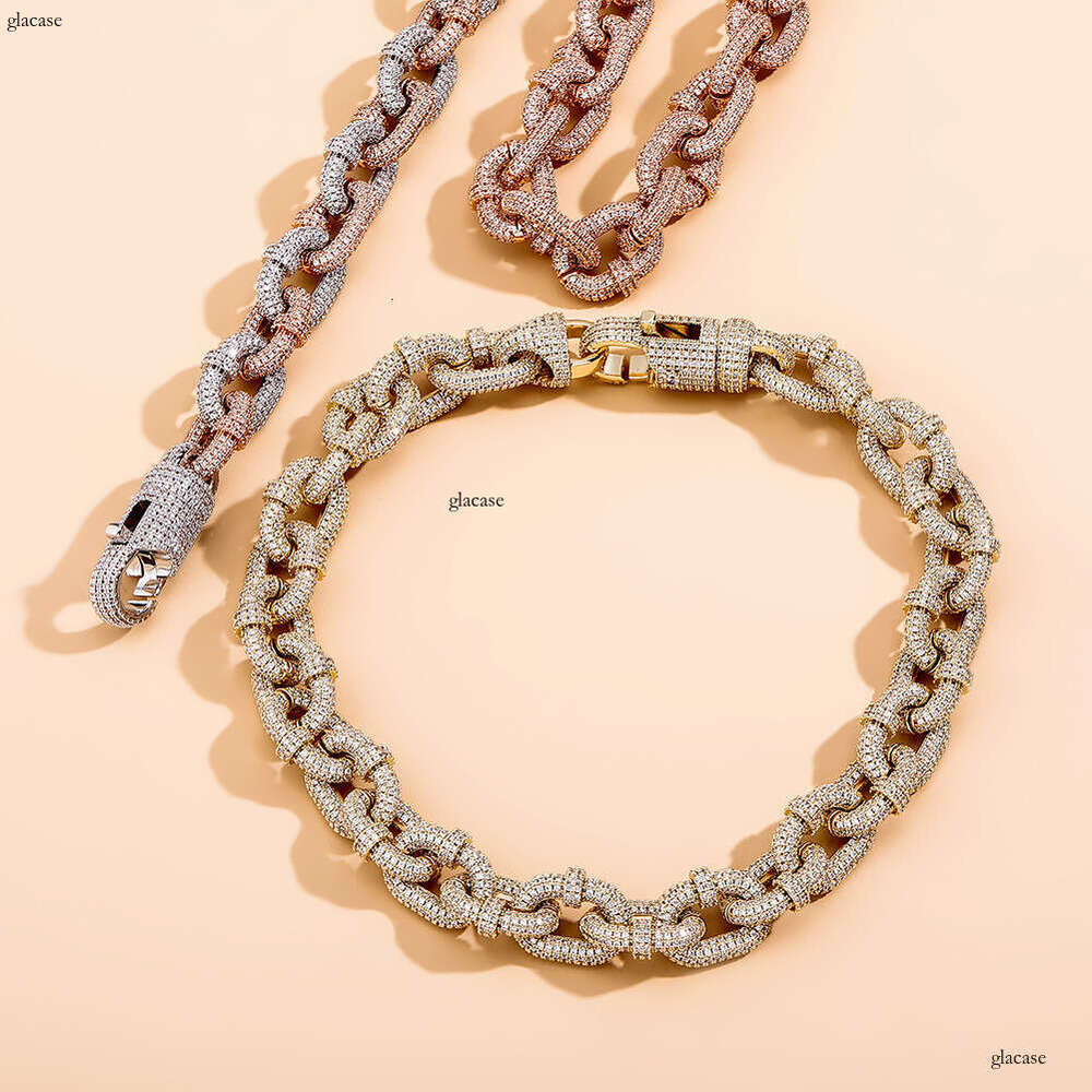 Micro Paved Moissanite chain Cuban Chain Heavy Craft 17mm Men's Personality Necklace Hip Hop Accessories