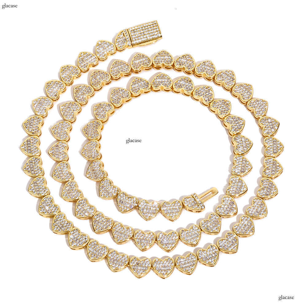 Hip Hop 8mm Flip Buckle Heart Versatile High-end Jewelry Men's Moissanite chain Necklace