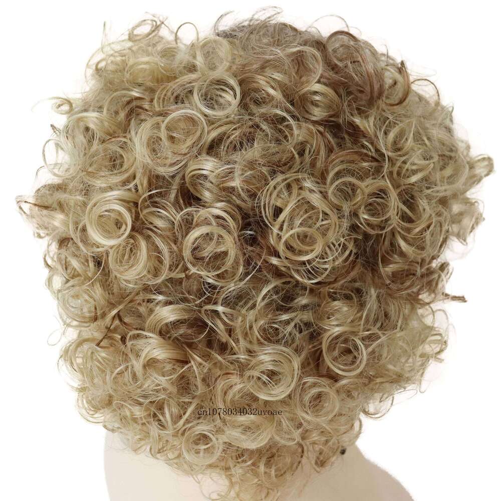 Synthetic Curly Short for Women Blonde with Bangs Sandy Grease Ombre Wigs Halloween Costume Wig Cosplay