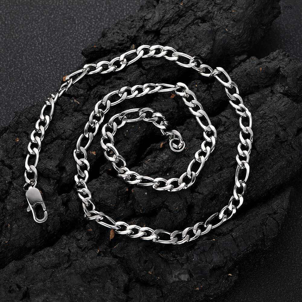 Titanium Japanese Style Buckle Figaro Chain Sterling Silver Men's Hip Hop Gold Necklace