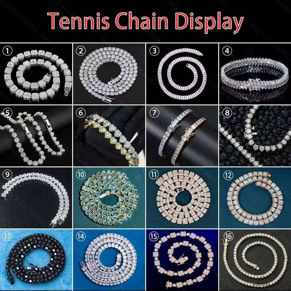 Hiphop Round Dia Gold Plated 6mm 10mm Sterling Sier Necklace Vvs Moissanite Tennis Chain