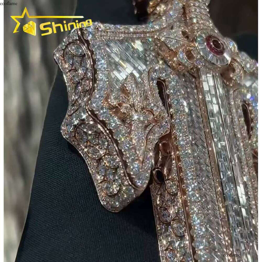 Custom Made Top Quality VVS Dia Hip Hop Personalized Cross Sier Iced Out Moissanite Pendant