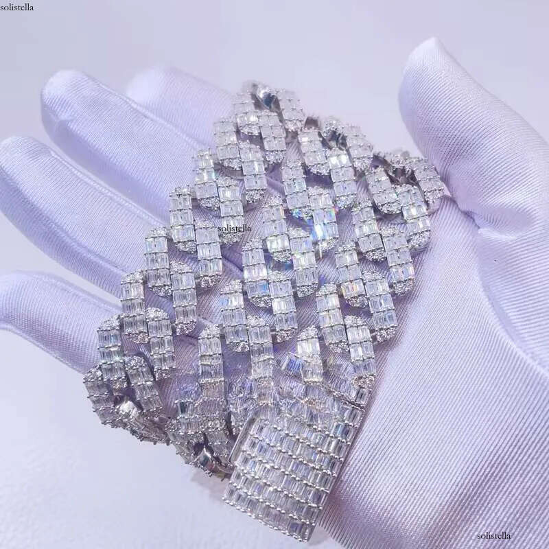 Drop Shipping Sterling Sier 20 mm Vvs Moissanite Hip Hop Cuban Chain Necklace