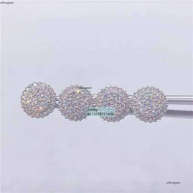 Best Selling Rappe Stock Wholesale Price Sier Iced Out Jewelry Vvs Moissanite Dia Round Shape Men Stud Earrings