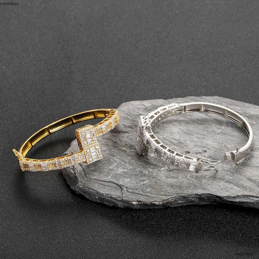 Jewelry Mixed Inlay T Cubic Zirconia Men's Real Gold Plating Trendy Hip Hop Bracelet