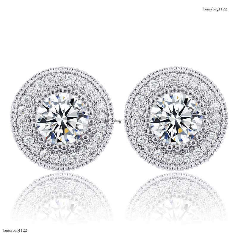 Sterling Sier Round Full Zircon Hip-Hop Personality Unisex Trendy Earrings