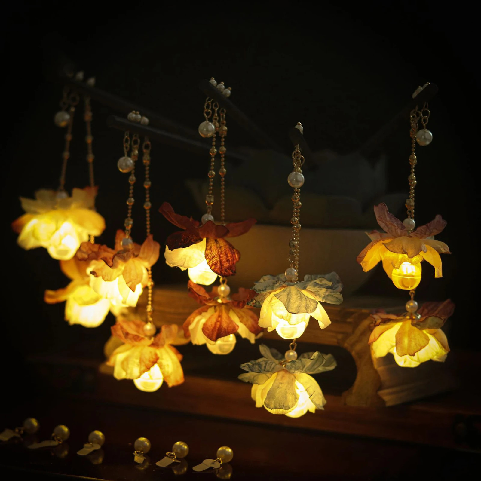 Chinese Hanfu Hair Sticks Vintage Wooden Luminous Hairpins Classical Hair Ornaments Women Hair Clip Pin Hair Jewelry Headwear 250807