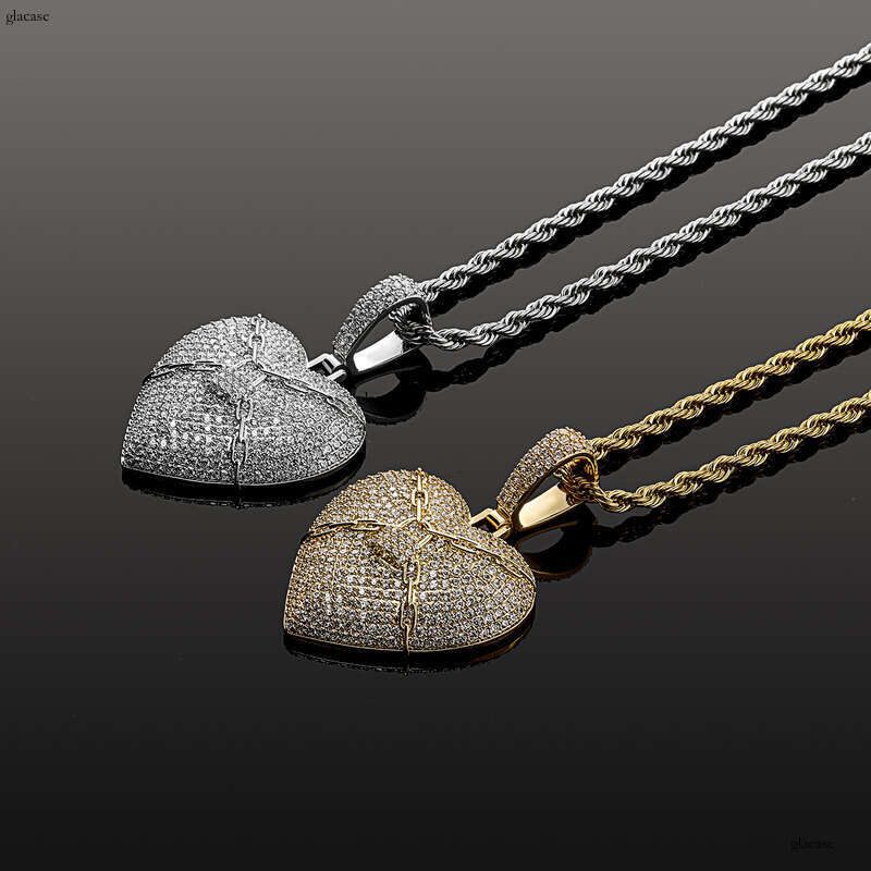 2023 New Hip-Hop Full Moissanite chain Heart Pendant Necklace for Men and Women Rap Trendy Accessories Gold Jewelry