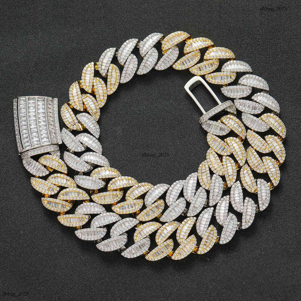 Hip Hop Rose Gold Two-Tone 20mm T-Cubic Moissanite chain Miami Cuban Chain Men's Necklace