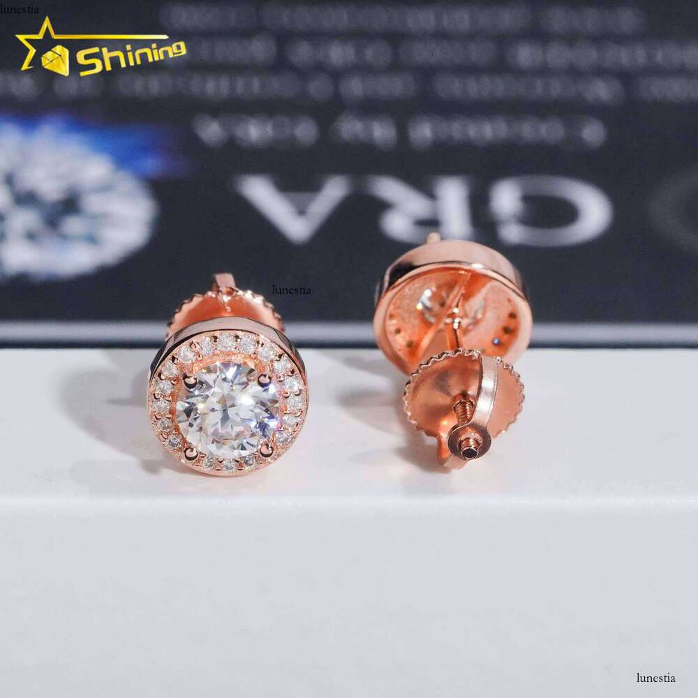 Fine Sterling Sier Iced Out Hip Hop Jewelry Dia Stud VVS Moissanite Earrings