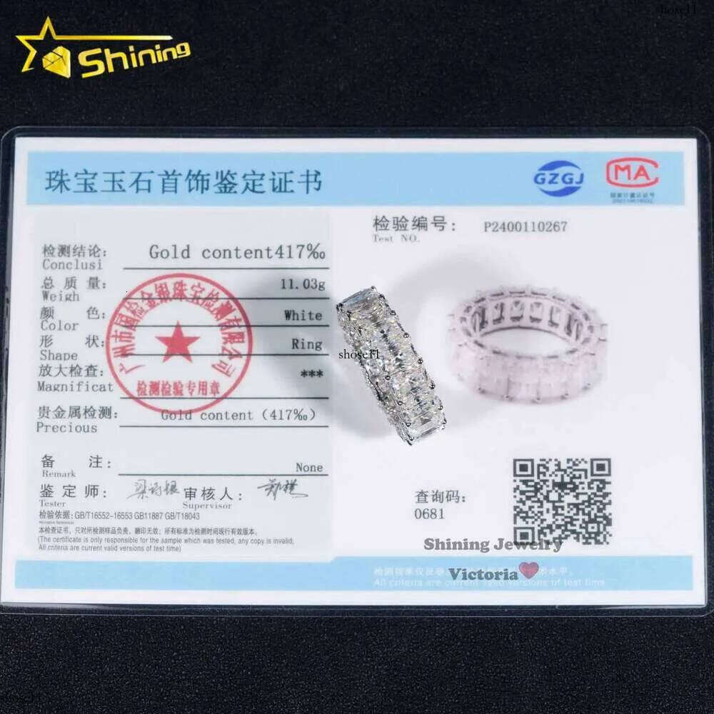 10K 14K Real Gold Wedding Full Lab Grown VVS Moissanite Dia Jewelry Engagement Eternity Band Ring