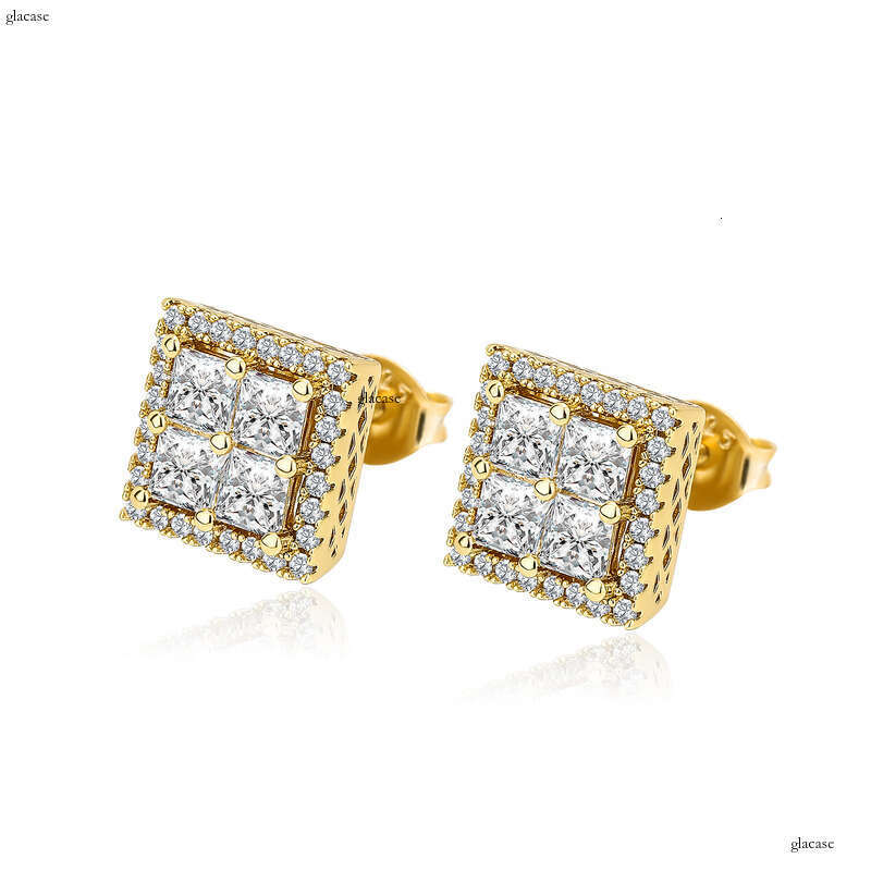 Hot Selling Square Zircon Sier Needle Earrings for Men and Women, Personalized Simple Fashion Accessories
