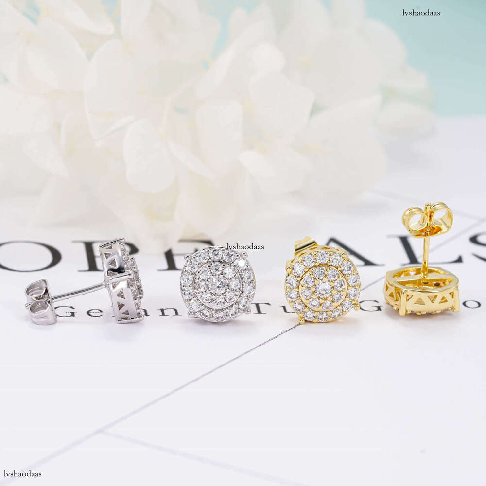 ICED OUT Hot Sale 10mm Stud Earrings Jewelry Micro Pave Moissanite Hip Hop Personality High-end