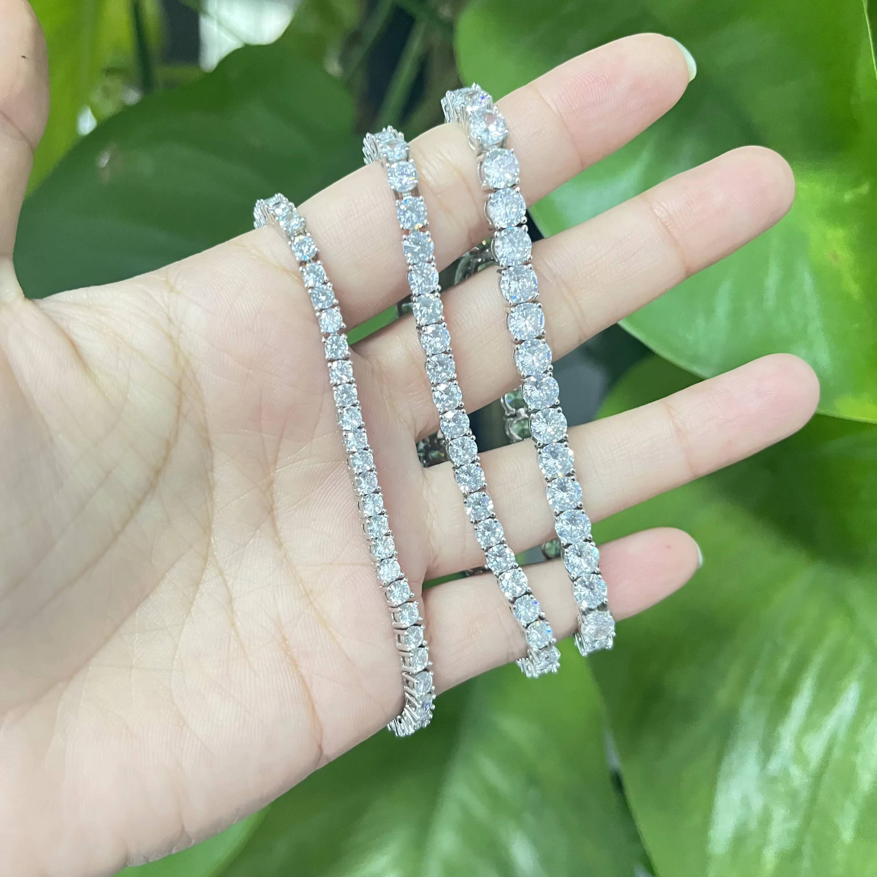 Women 100% Sterling Silver 5A Zircon Bracelet Fashion Luxury 925 Sterling Silver 3mm Tennis Bracelet
