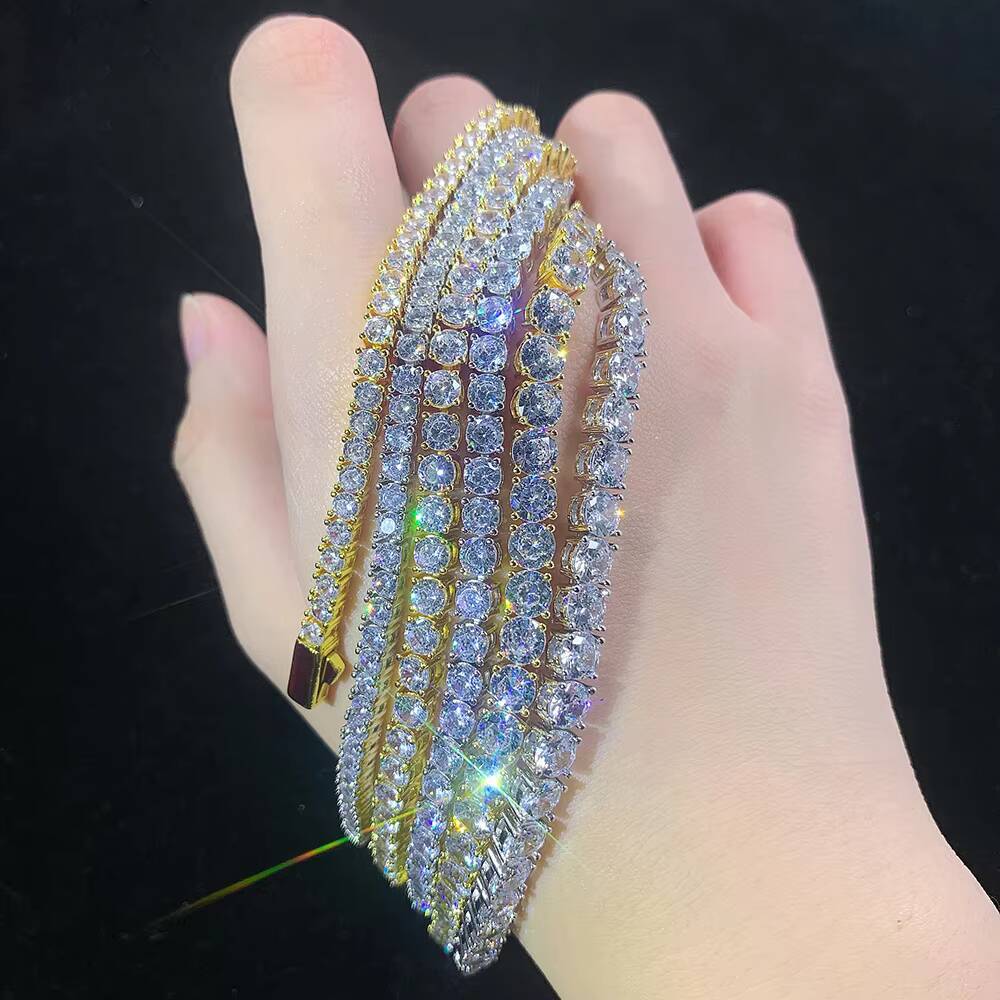 foxi 3MM Diamond Round Tennis Bracelet Custom Luxurious Quality Hip Hop Jewelry Charm Bracelets for Men Women