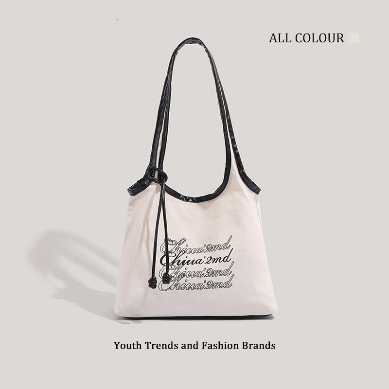Handwritten Memory Tote 2025 Casual Lazy Style Canvas Large Capacity Shoulder Bag for Women ddmymoon