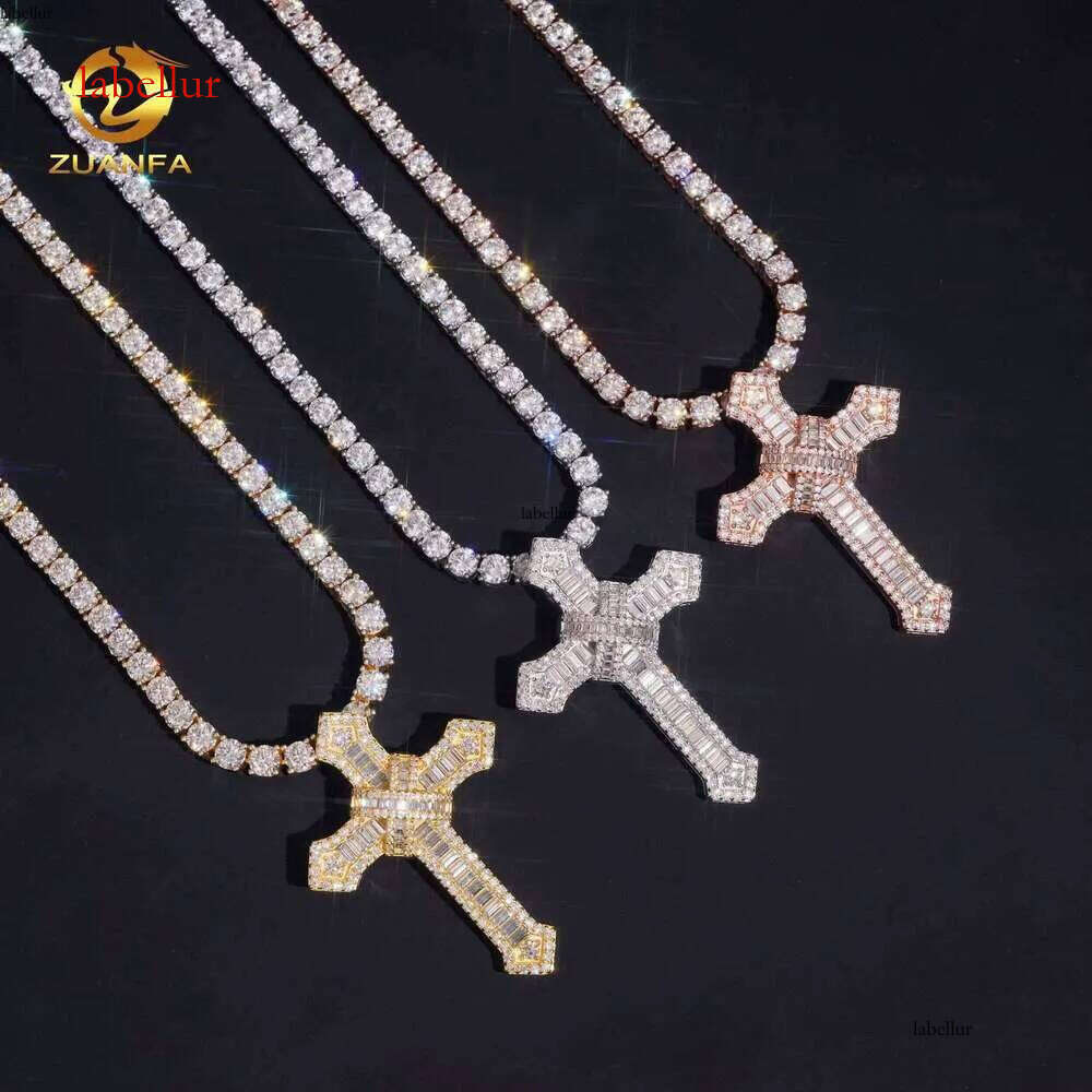 RTS Sier Stone Hip-Hop Jewelry Unisex Iced Out Fashion Cross Charm Pendant