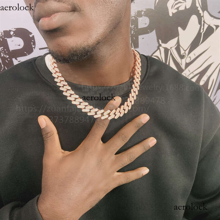 15mm Full Inlaid Moissanite Iced Out VVS Cuban Chain Hip Hop Trendy Brand Necklace