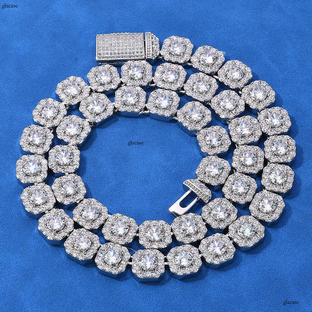 Hip Hop Jewelry 10mm Rock Sugar Dia Iced Out VVS Square Moissanite Men's Necklace High-end Feel